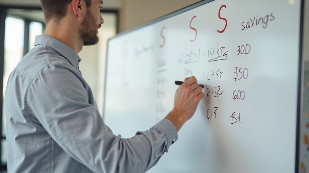 Sparziele auf Whiteboard mit Finanzplanung